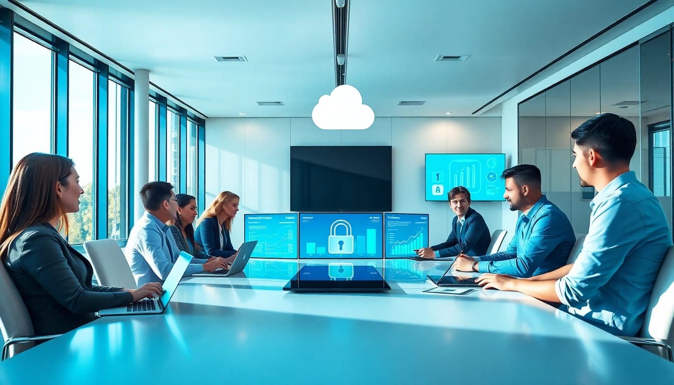 Cloud Backup Tampa solutions discussed in a modern office environment with professionals collaborating.