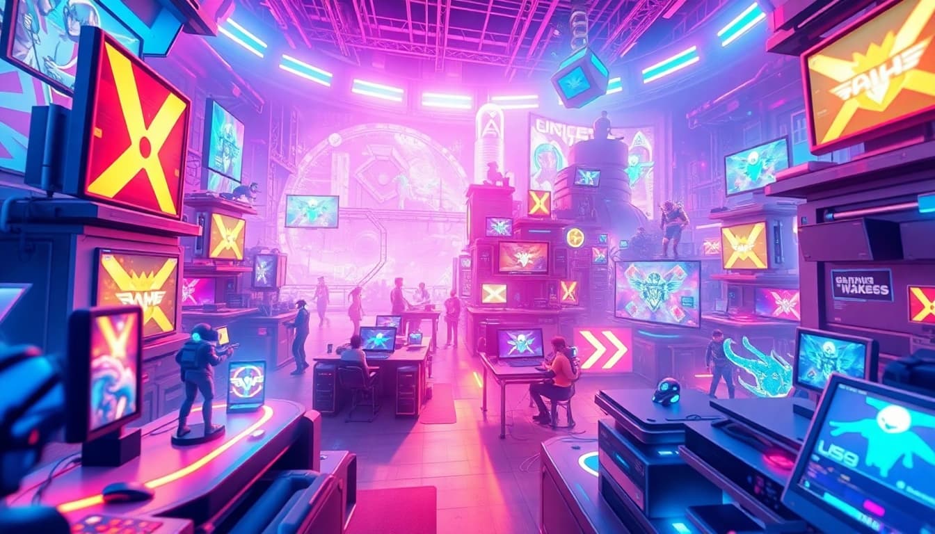 Explore the innovative capabilities of a gaming engine through a vibrant 3D scene.