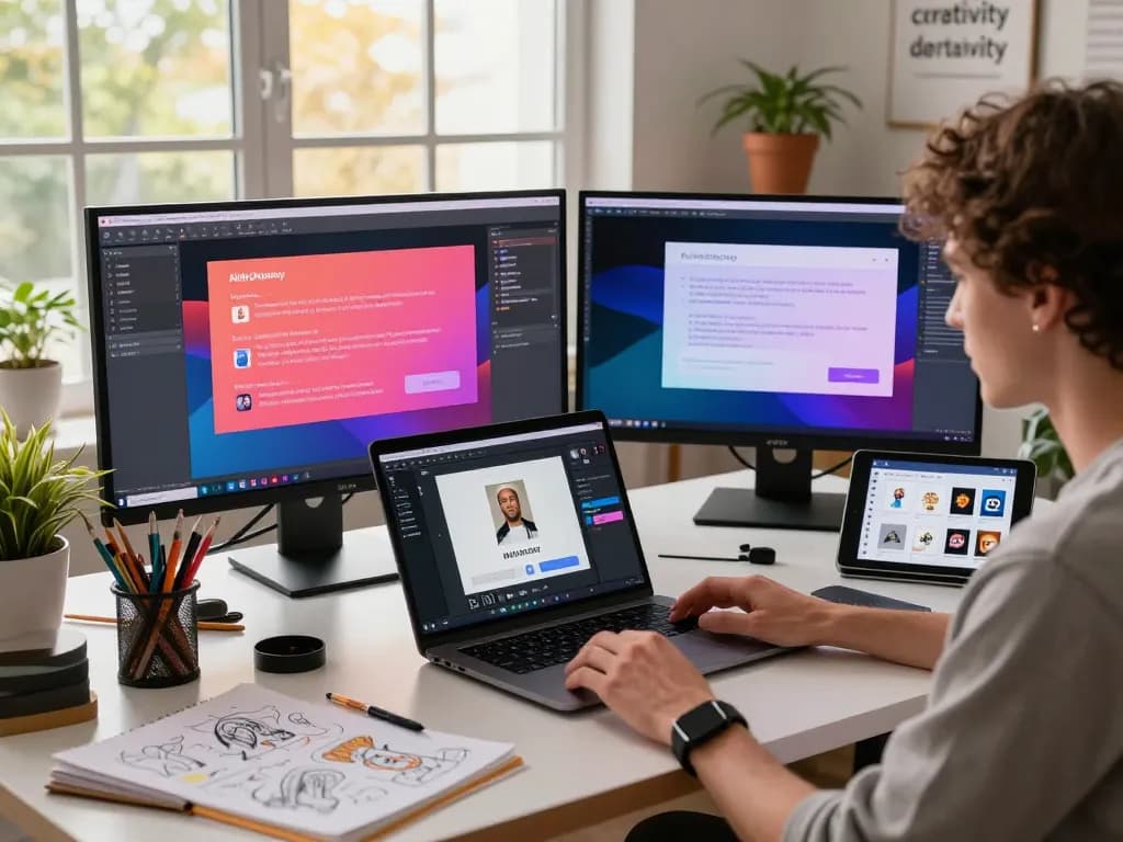 Generate accurate AI prompts from image to prompt tool in a vibrant digital workspace
