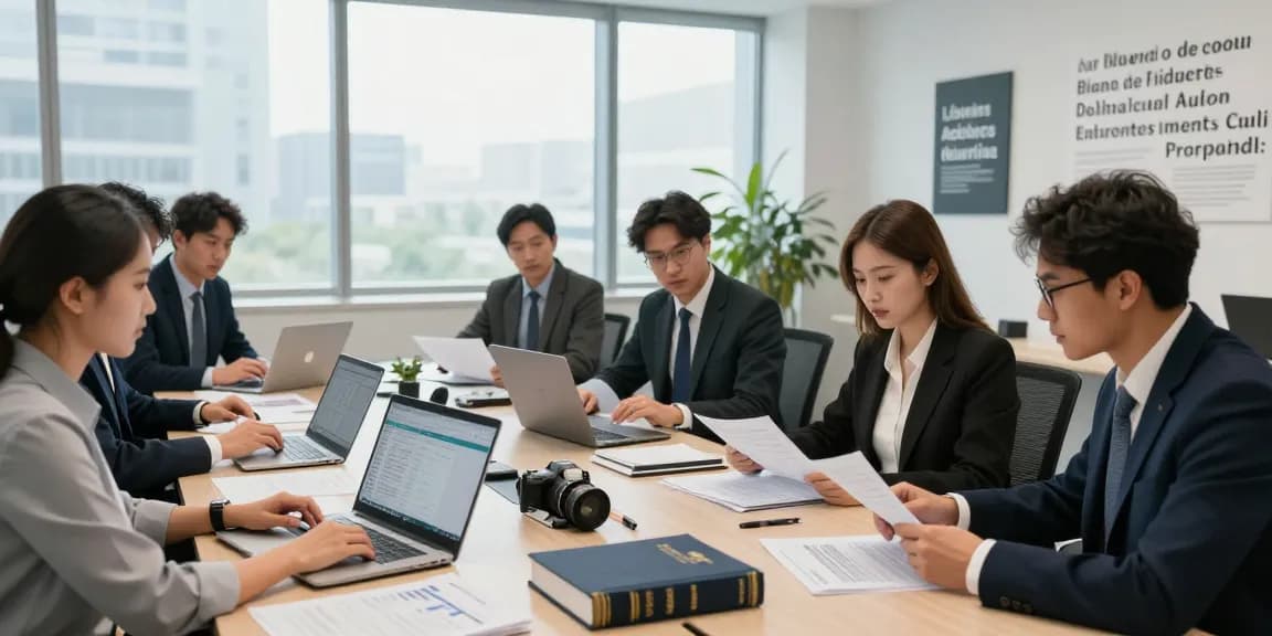 Collaboration among forensic auditors at aafikotamedan.org showcasing teamwork and professionalism in a modern office.