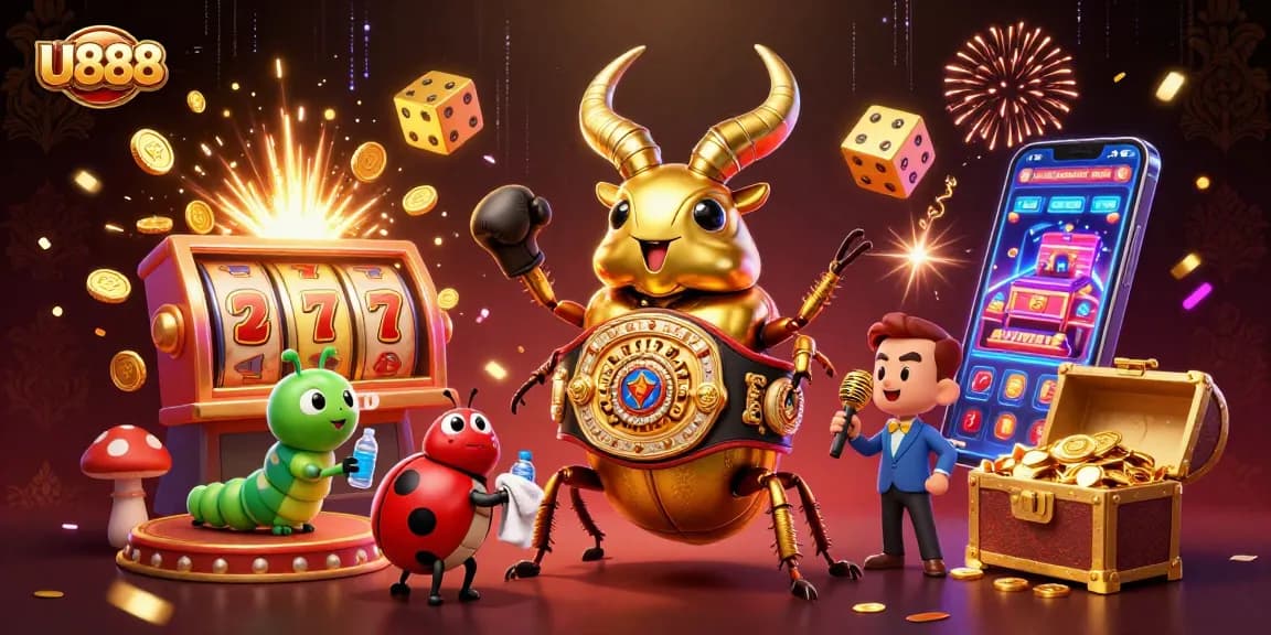 U888 captivates players with vibrant 3D casino action, showcasing a thrilling jackpot scene.
