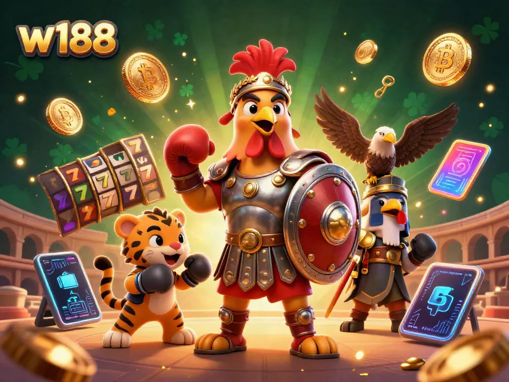 Experience thrilling wins with w188 in a vibrant animated casino scene.