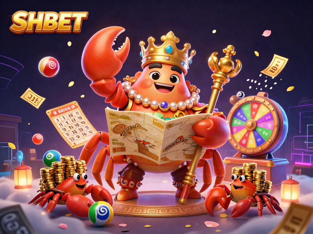 Engage with SHBET's thrilling lottery and prize experiences in a vibrant 3D casino scene.