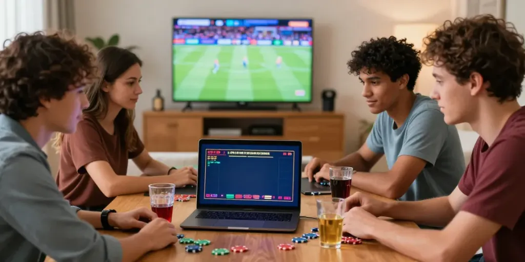 Friends enjoying vibrant online gaming experience at https://9bet.ru.com/ with live casino excitement.