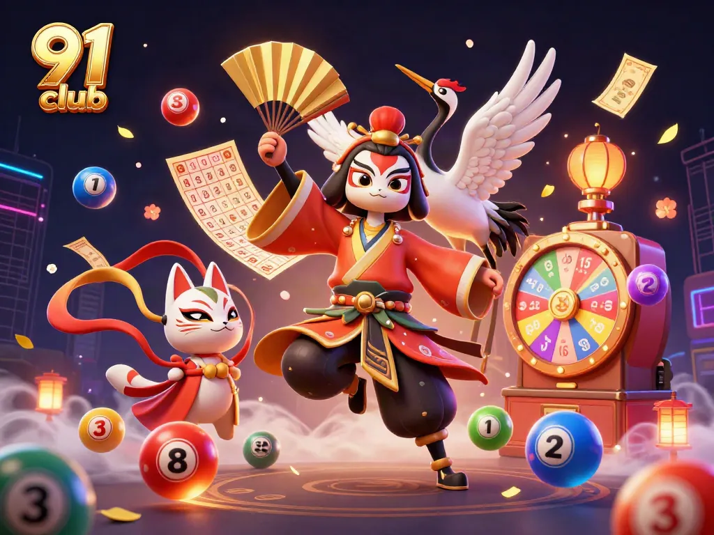 Engage in thrilling gameplay at 91 club with colorful lottery balls and dynamic gaming elements.