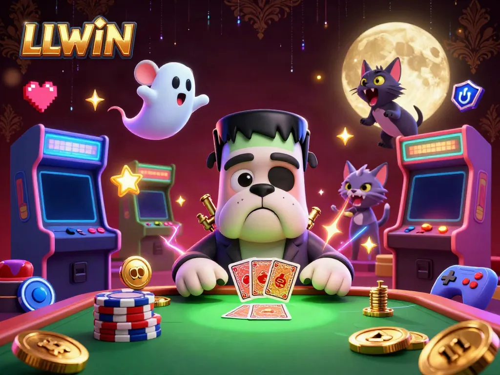 Experience gripping action at LLWIN, where a creative 3D scene blends cartoon monsters and lively gaming elements.