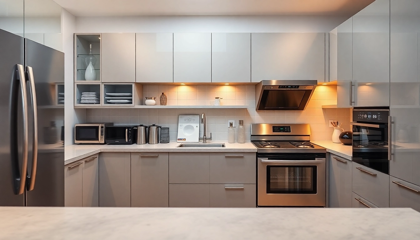 Explore бяла техника designs with modern appliances enhancing kitchen aesthetics and functionality.