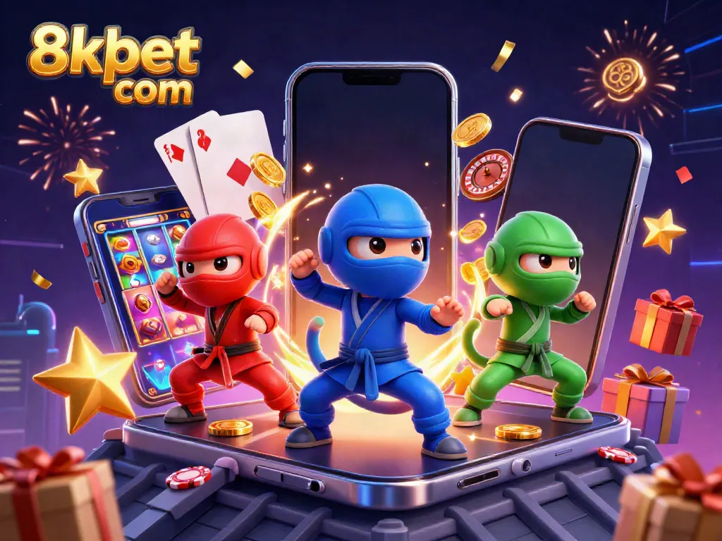 Experience thrilling action at 8xbet com with ninja chameleons showcasing synchronized actions amid casino elements.