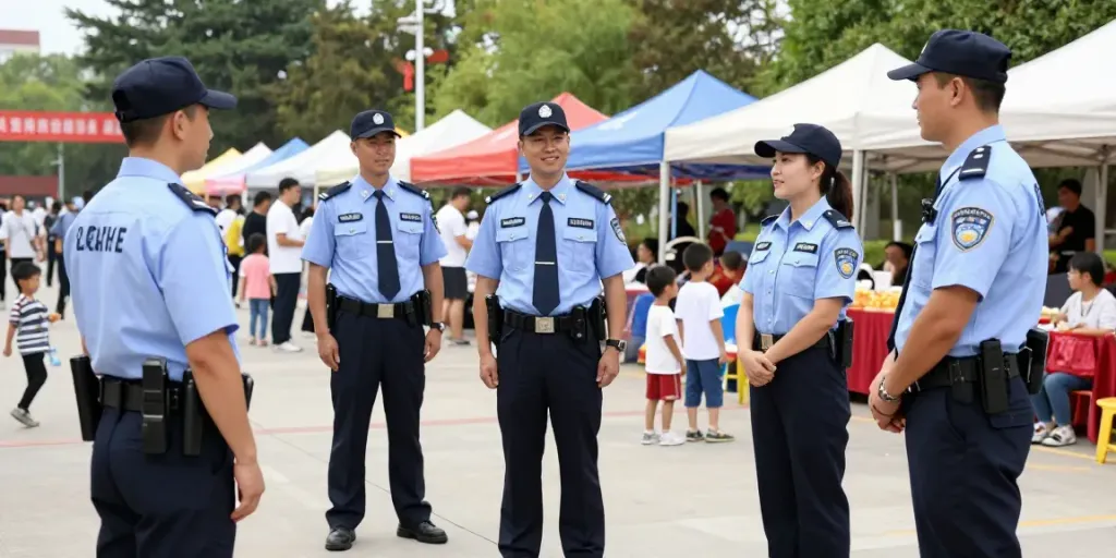 Security team providing professional protection services at a community event, ensuring safety and trust.