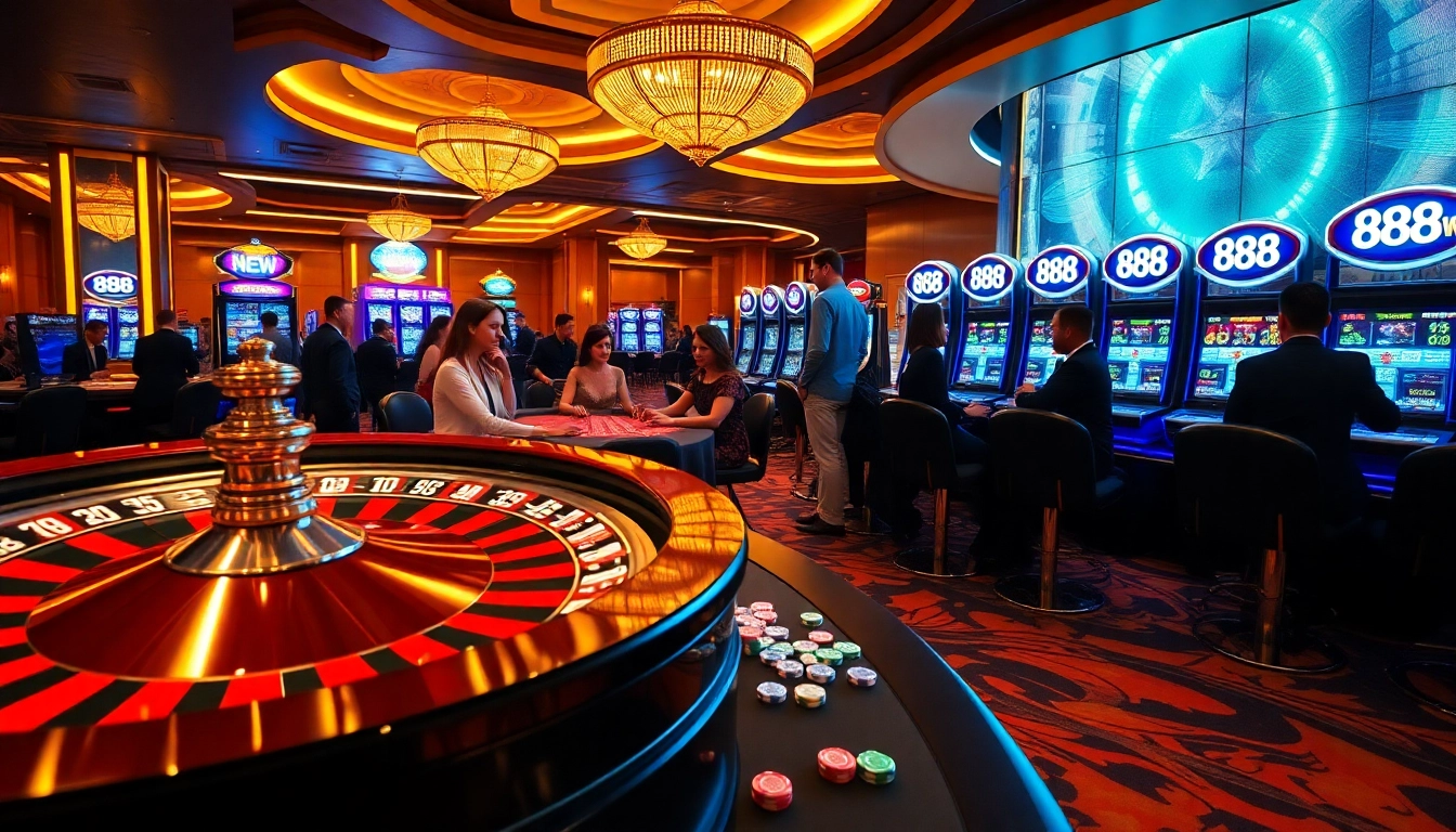 Exciting gameplay at 888 NEW casino with dynamic roulette and vibrant slot machines.