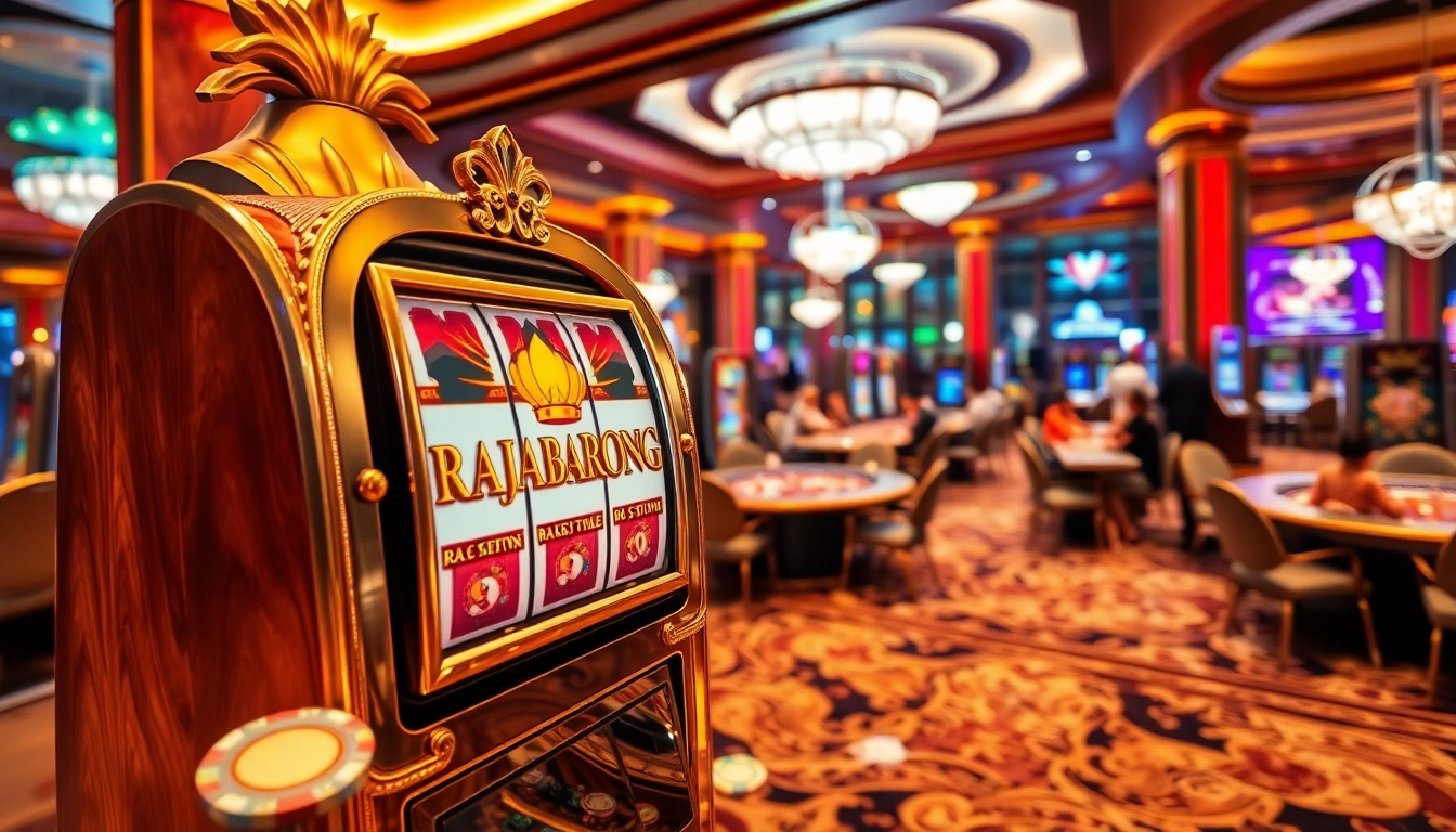 Experience the thrill of RAJABARONG at a luxurious casino with vibrant slot machines and table games.