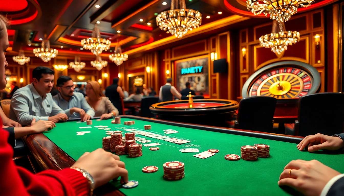Players enjoying poker at https://f168info.com/ with vibrant chips, cards, and luxury ambience.