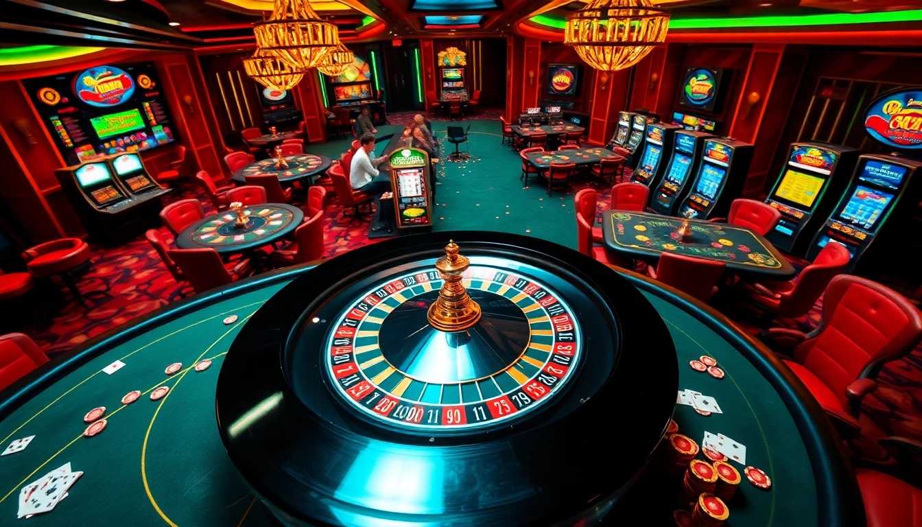 Experience the thrill of winning strategies at a luxurious casino featuring okbay-themed tables and vibrant gaming action.