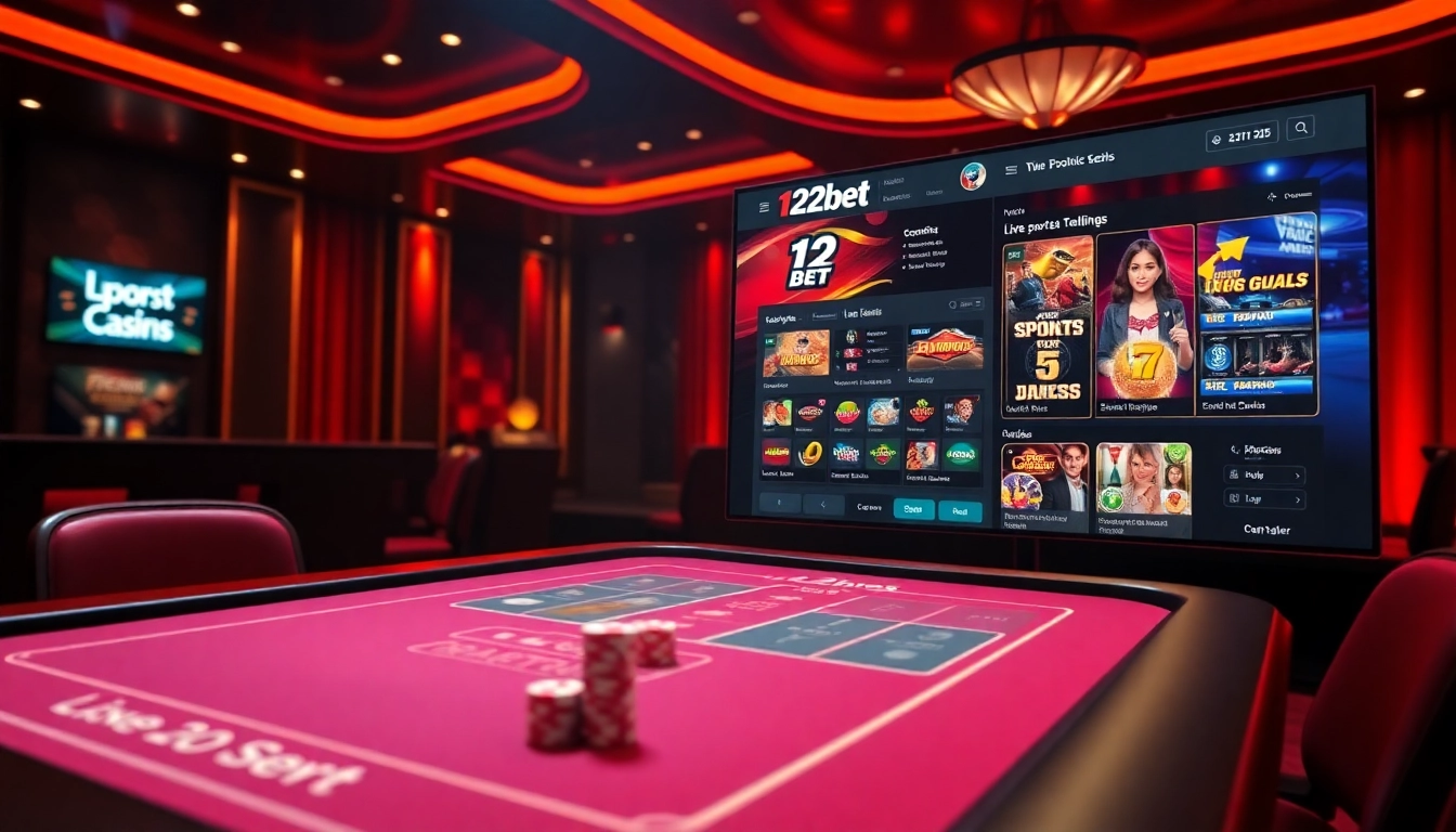 Experience thrilling online gambling with 12bet's dynamic betting platform and vibrant casino visuals.