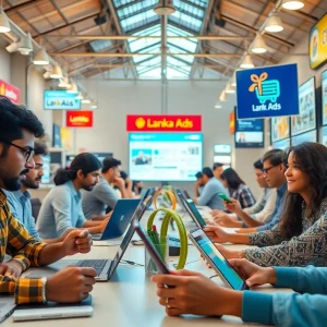 Lanka Ads online marketplace showcasing a vibrant community engaged in browsing and posting ads.