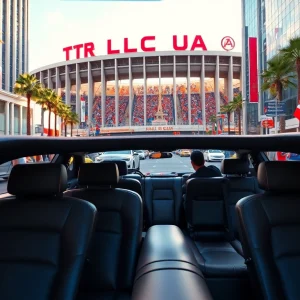 World Cup Group Transportation in a luxurious limousine amidst the excitement of Los Angeles, ready for game day.