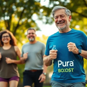 Revitalize your performance with Pura Boost, showcased by a confident man enjoying outdoor vitality and energy.