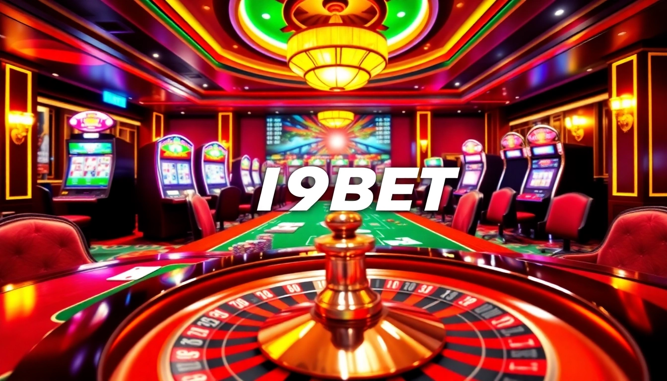 Experience the excitement of I9BET with vibrant casino action featuring tables, chips, and slots.