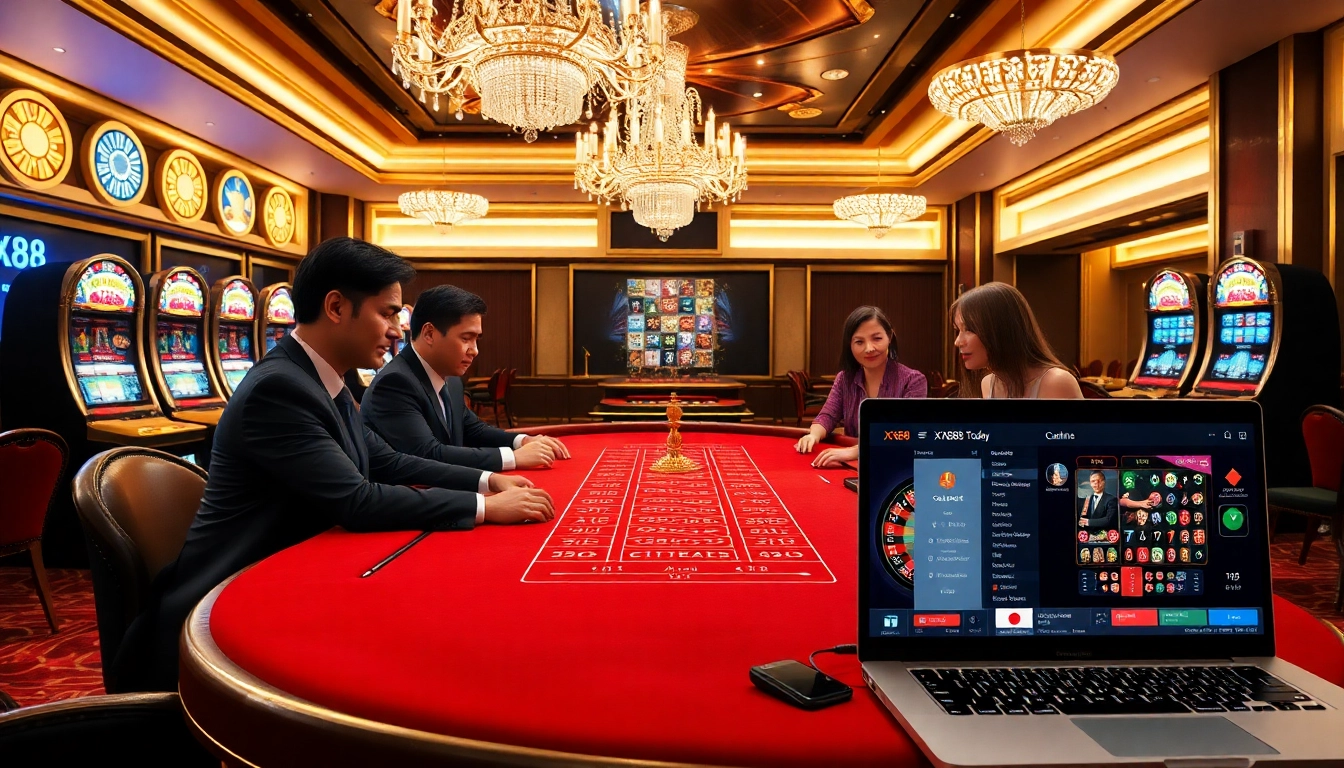 Engage in thrilling gaming experiences with https://xx88.today/ at a luxurious baccarat table surrounded by excitement.
