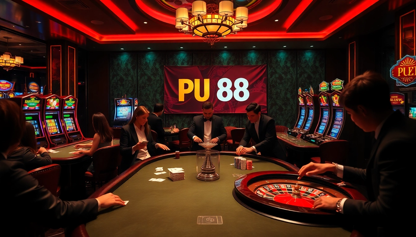Experience the thrill of gambling at PU 88 with vibrant slot machines and high-stakes poker tables.