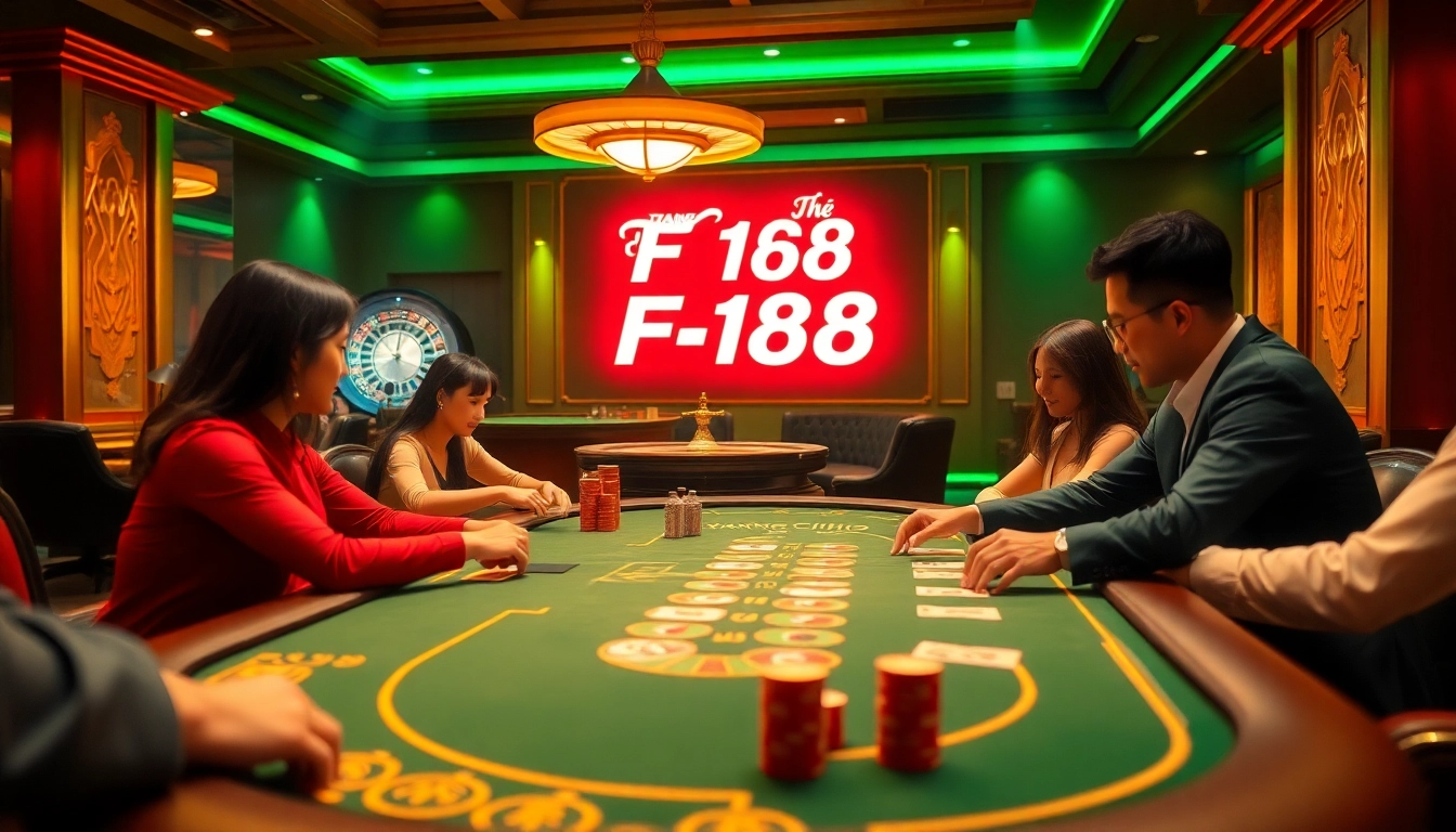 Experience high-stakes gaming at Trang Chủ F168 with vibrant casino tables and thrilling Rồng Hổ action.