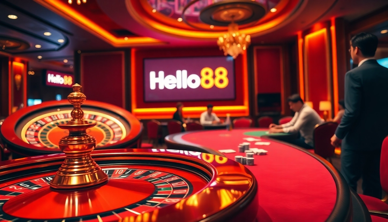 Experience the excitement of gambling at Hello88 with luxurious tables and chips.
