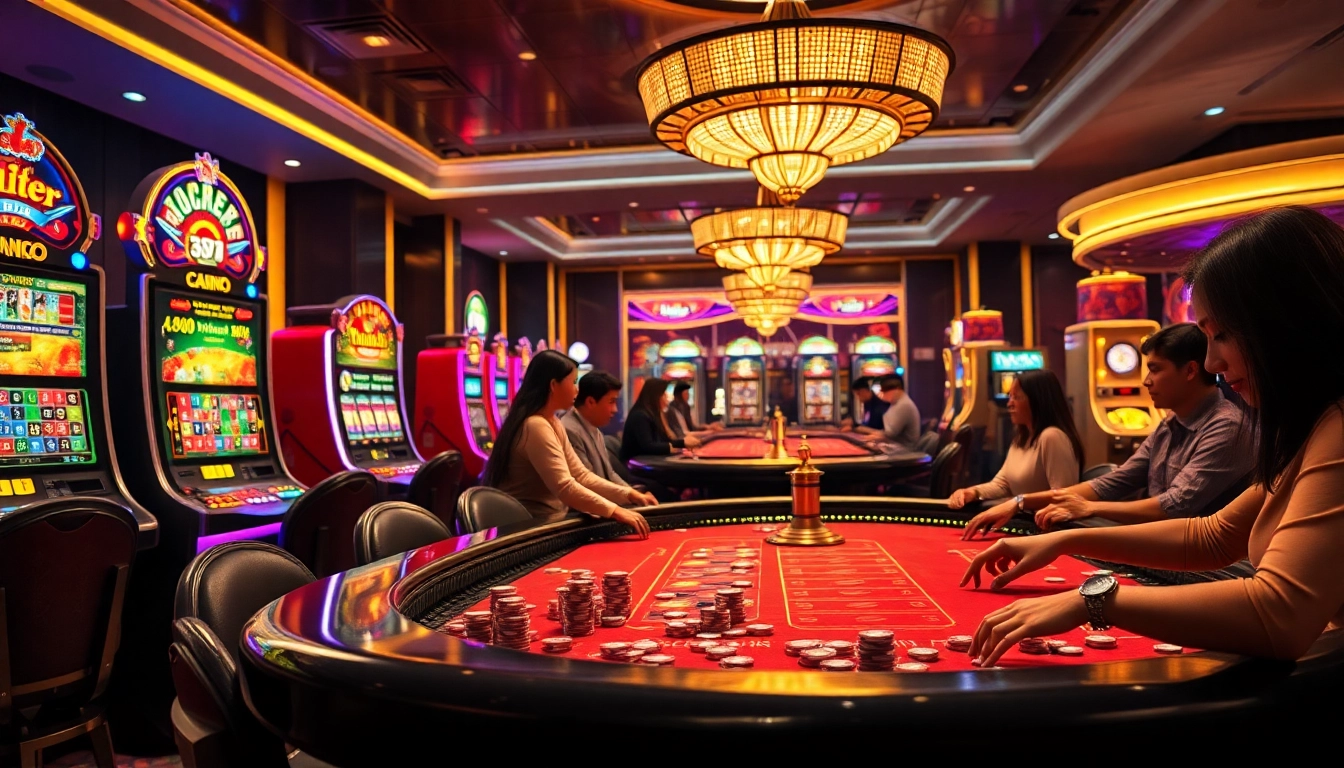 Experience high-stakes excitement at https://vnew88.vip/ with dynamic casino visuals featuring poker chips and betting tables.