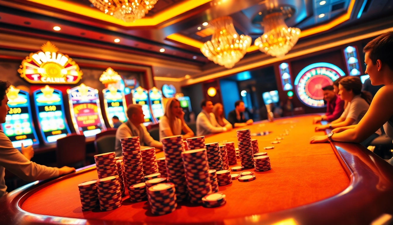 Experience the excitement of a vip win at a vibrant poker table surrounded by high-stakes action.