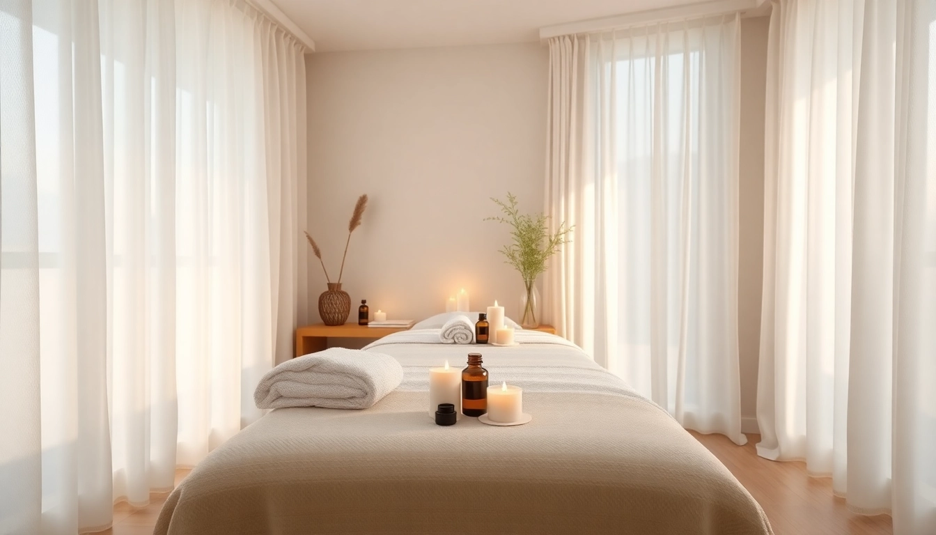 Spa Ads showcasing a tranquil treatment room with calming earth tones and inviting ambiance to attract clients.