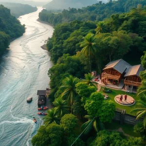 Dandeli Resorts offering adventure activities like river rafting and ziplining amidst lush forests.