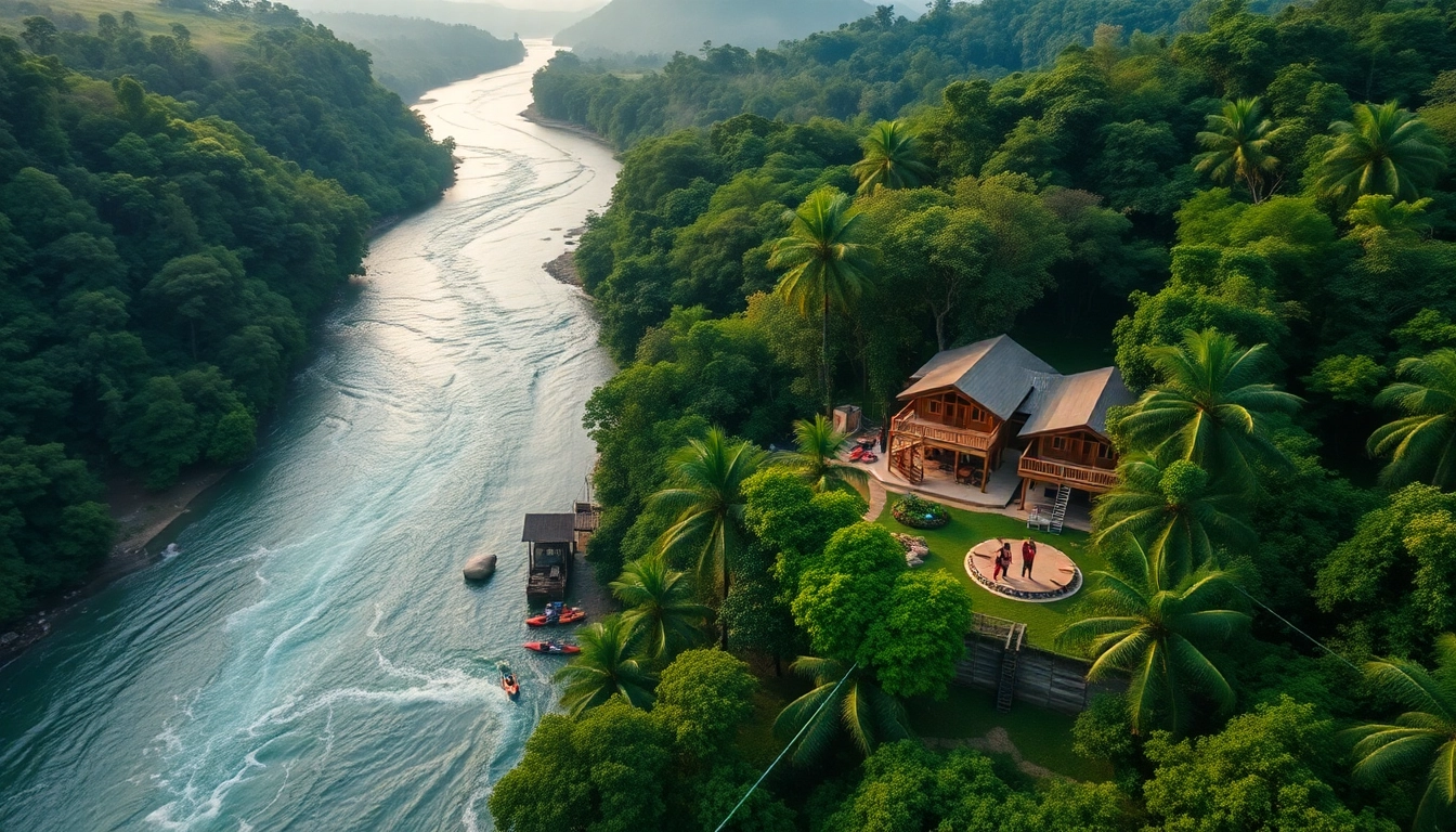 Dandeli Resorts offering adventure activities like river rafting and ziplining amidst lush forests.