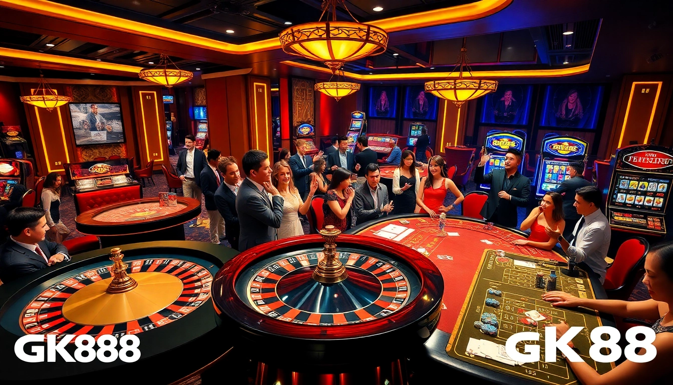 Experience the excitement of GK88 with players engaging at vibrant casino tables.
