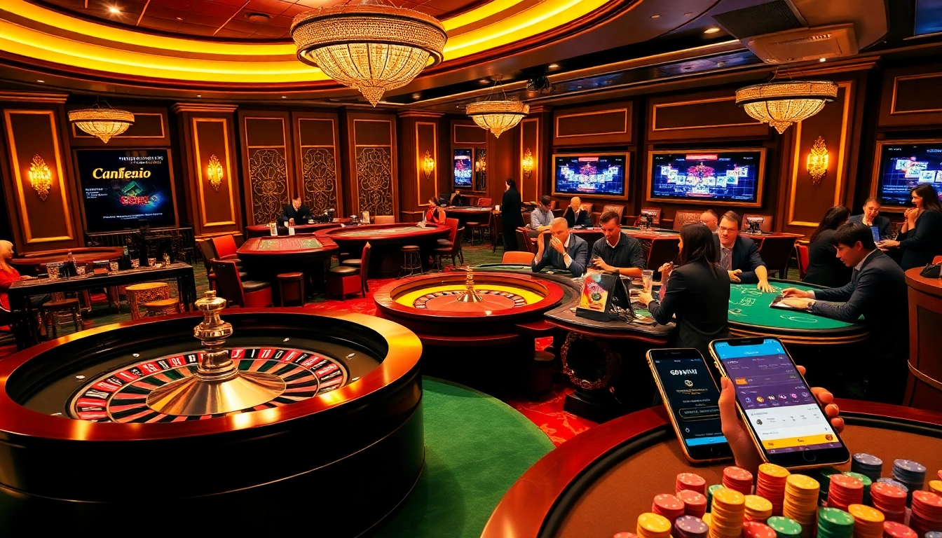 Excited players engaging at a luxurious casino table featuring 98win elements.