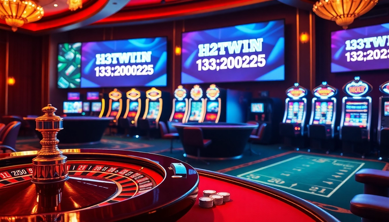 Experience thrilling gameplay at https://13win2025.online/, showcasing vibrant casino elements like poker chips and slot machines.