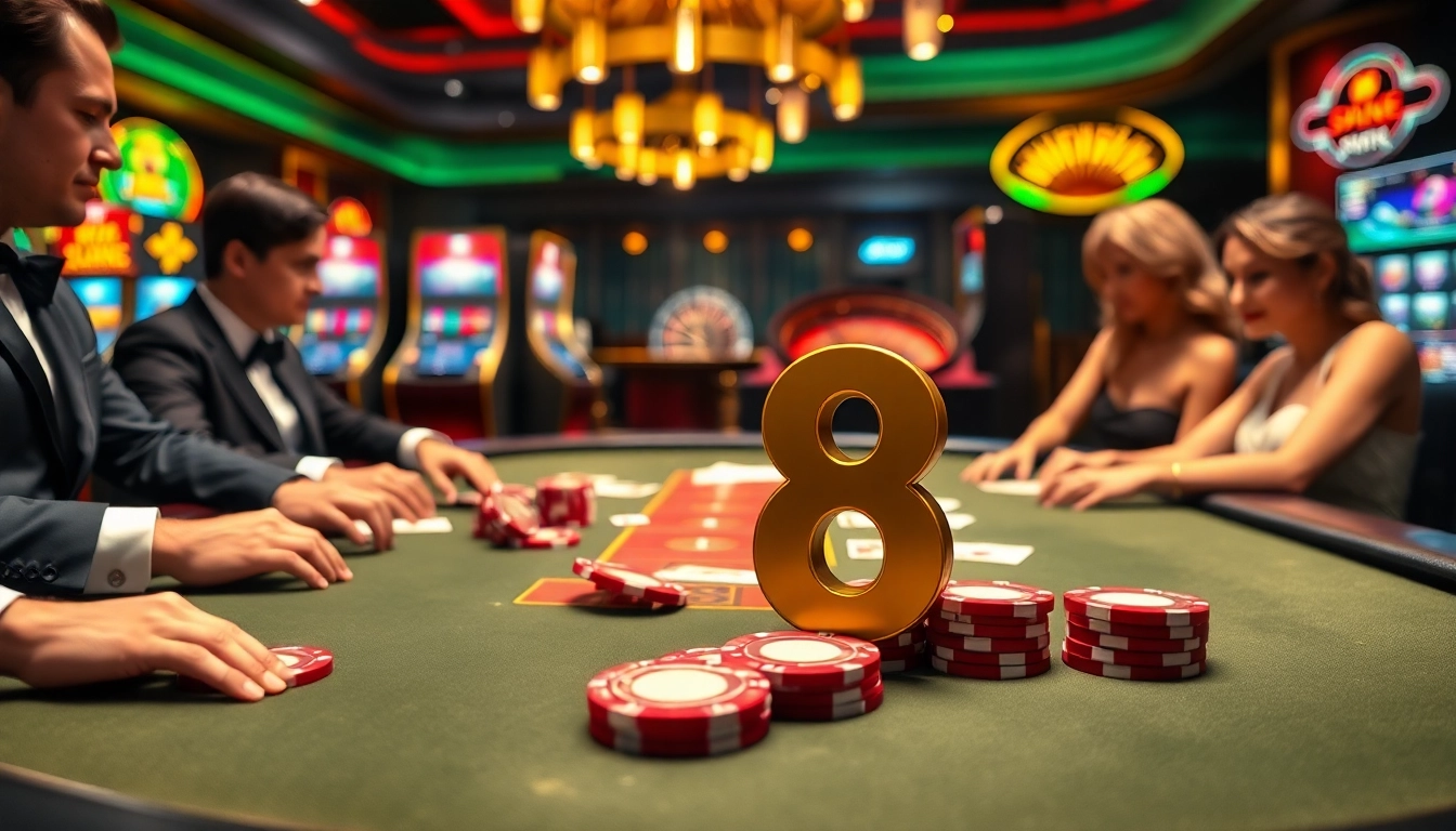 Experience thrilling casino excitement with s8 poker chips and cards in a luxurious setting.