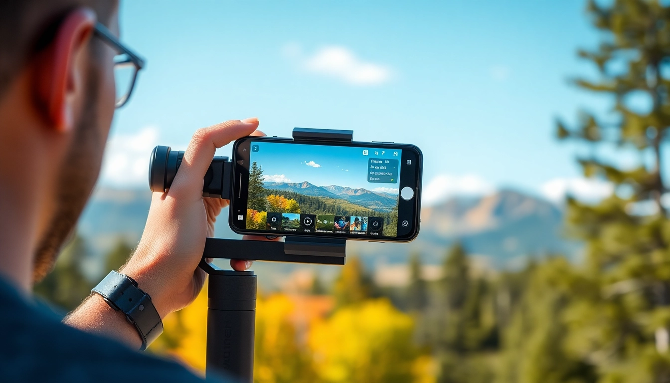 Smartphone-Gimbal in use by a content creator capturing stunning outdoor footage.