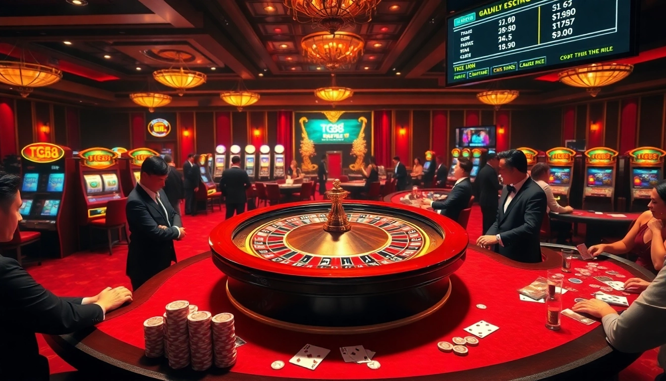Experience the thrill of the TG88 casino with a luxurious roulette and vibrant gameplay.