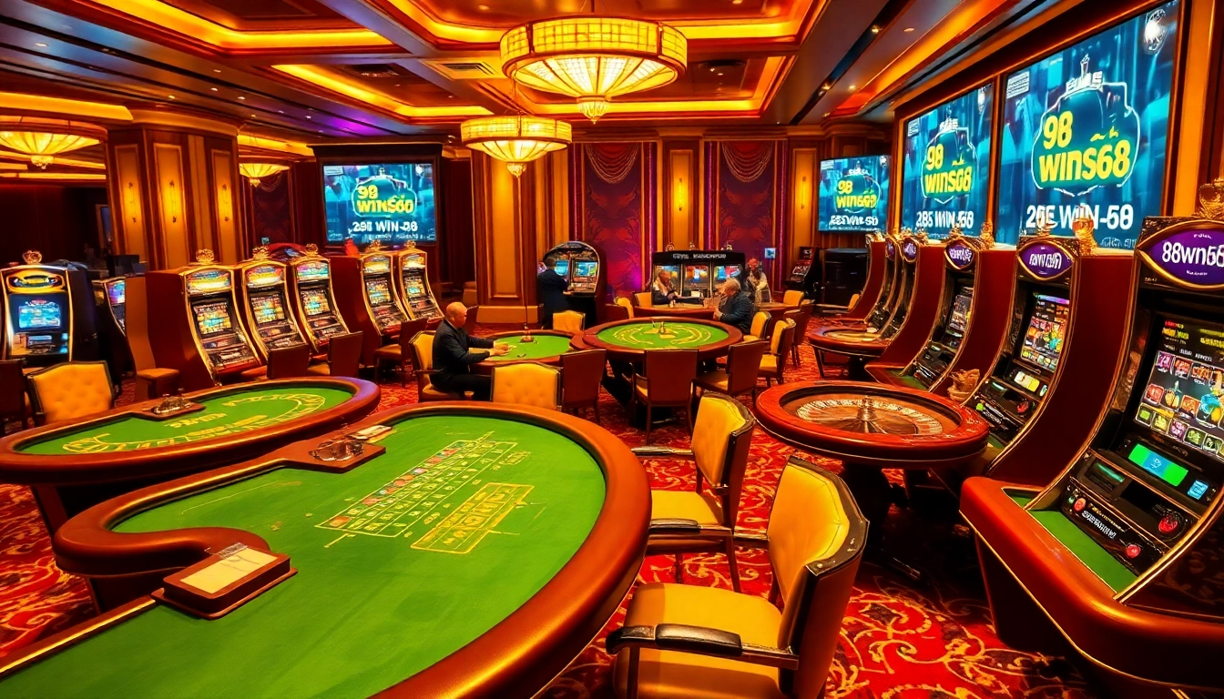 Players engaged in high-stakes gambling at the luxurious 98win58 casino featuring dynamic online betting.