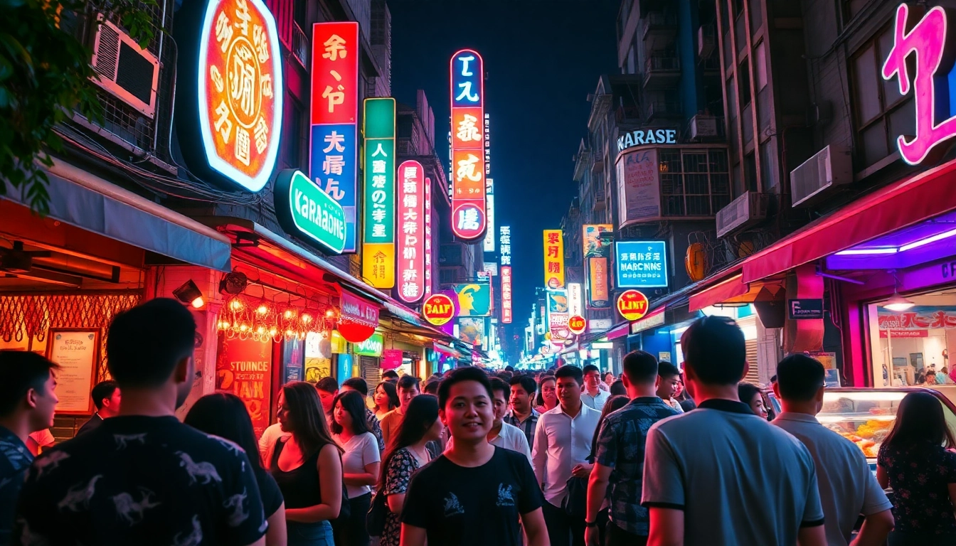 Experience the vibrant 호치민밤문화 with lively bars and karaoke scenes filled with color.