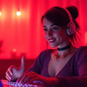 A vibrant scene of ai sex chat showcasing a cozy chat environment with an engaging AI character.