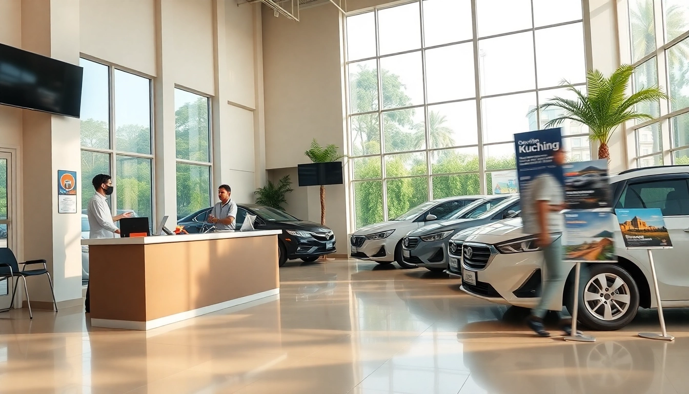 Car rental at Kuching office with modern decor and friendly staff.