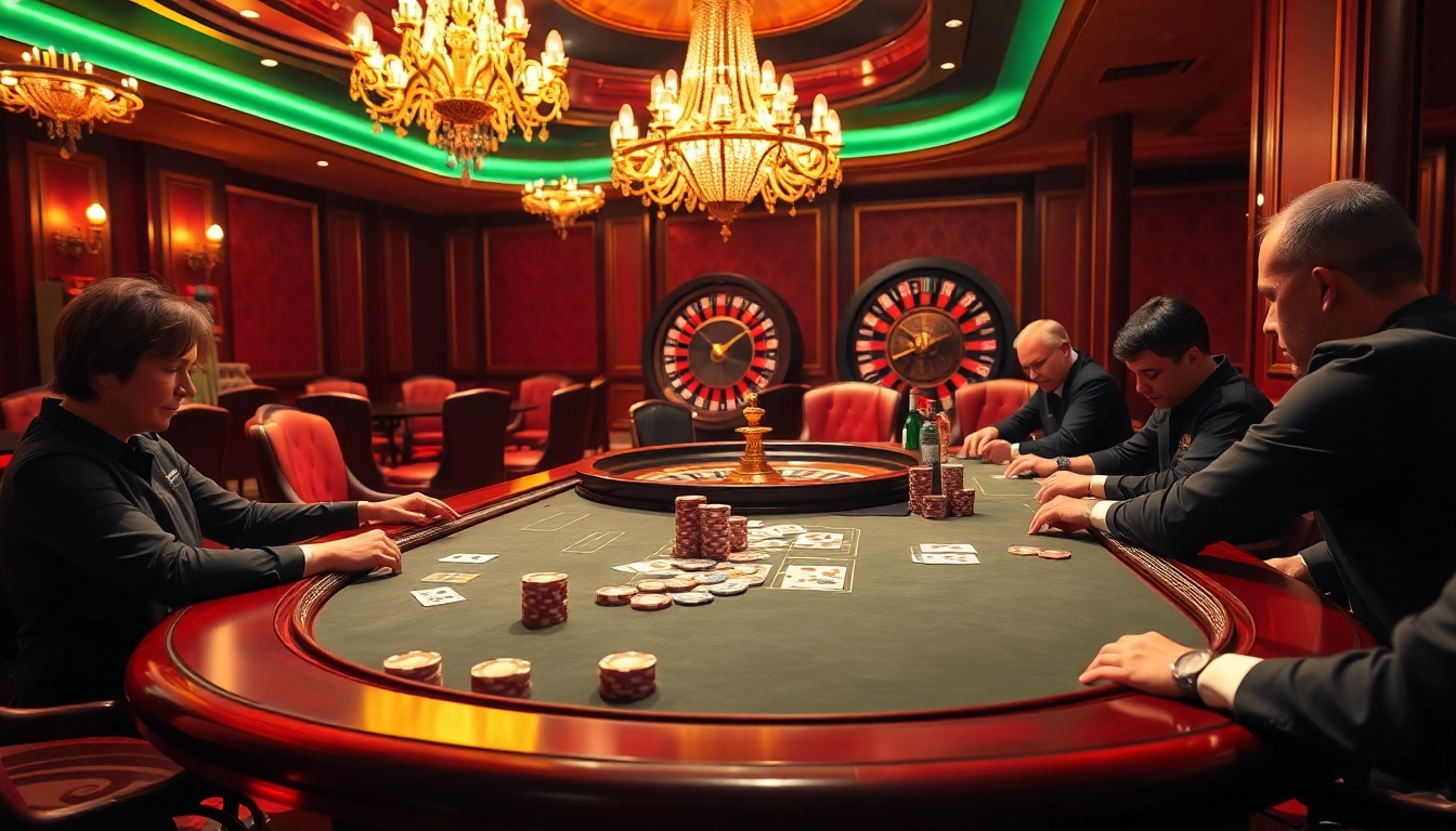 High-stakes poker gameplay at a casino showcasing GO8's thrilling atmosphere.