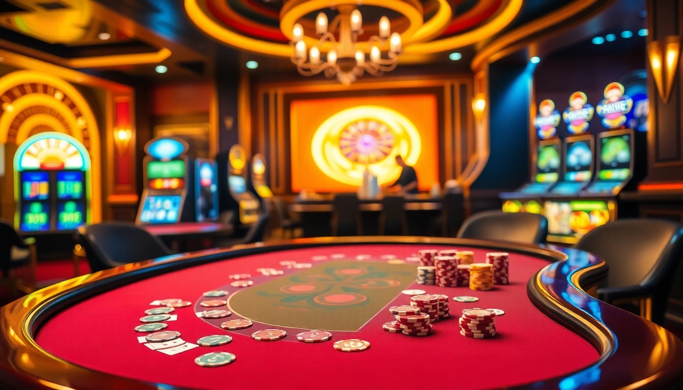 Tham gia poker cược cao tại bàn chơi sang trọng của Tik88 trong một casino sôi động.