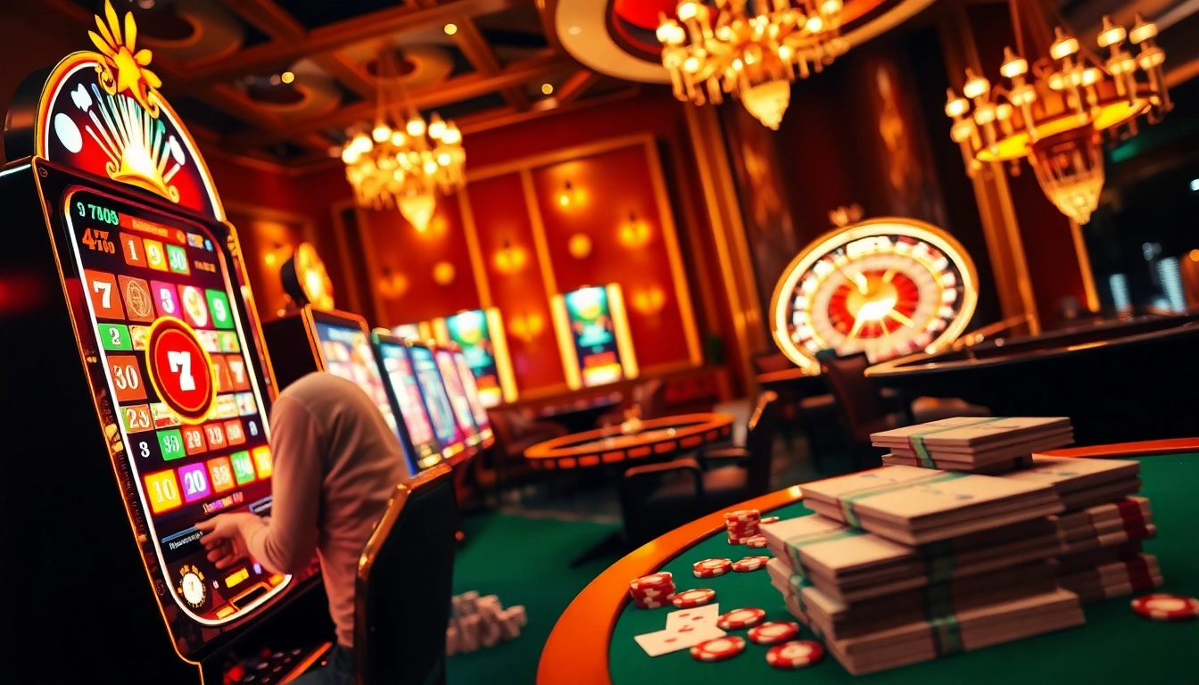 Rasakan sensasi kemenangan besar di Dewanaga89 Slot, dengan elemen kasino yang hidup dan seorang pemain yang bersemangat.