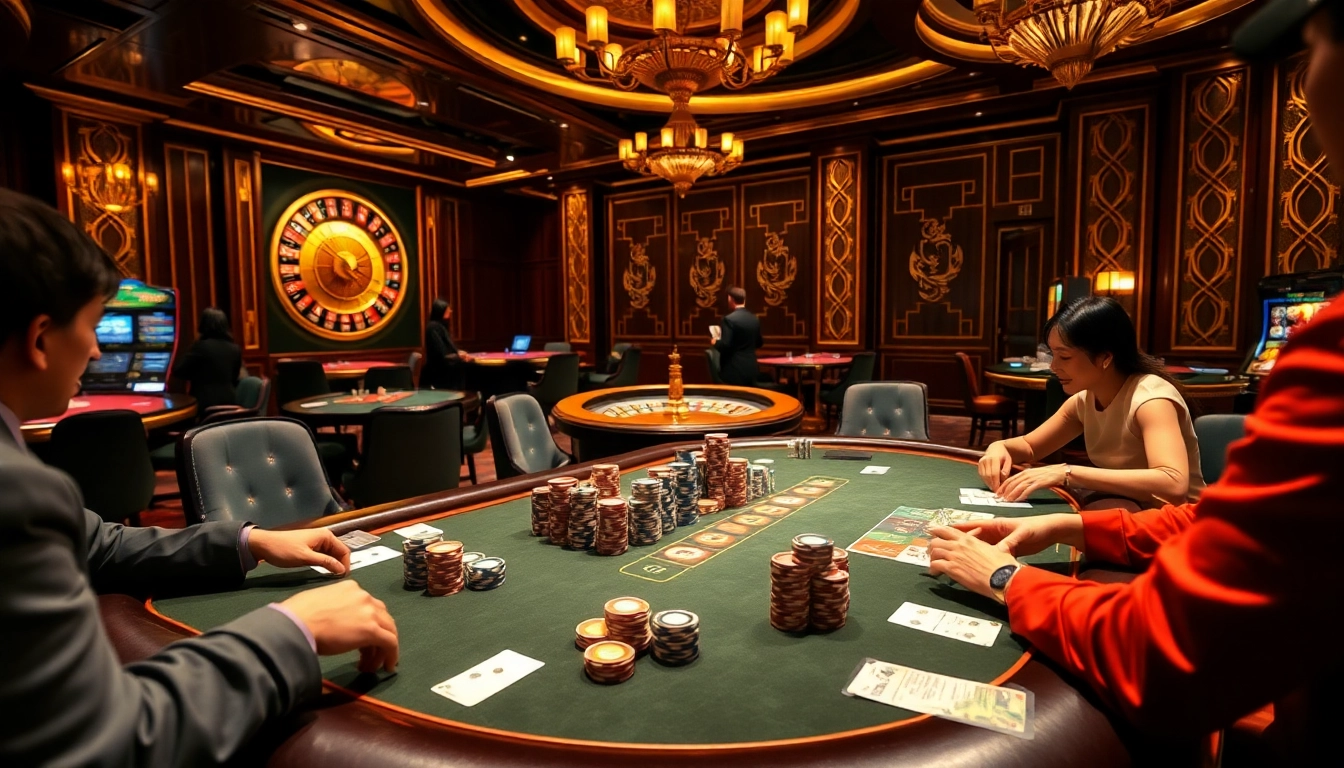 Experience top-tier gambling at nhà cái uy tín with vibrant cards and chips on a luxurious poker table.