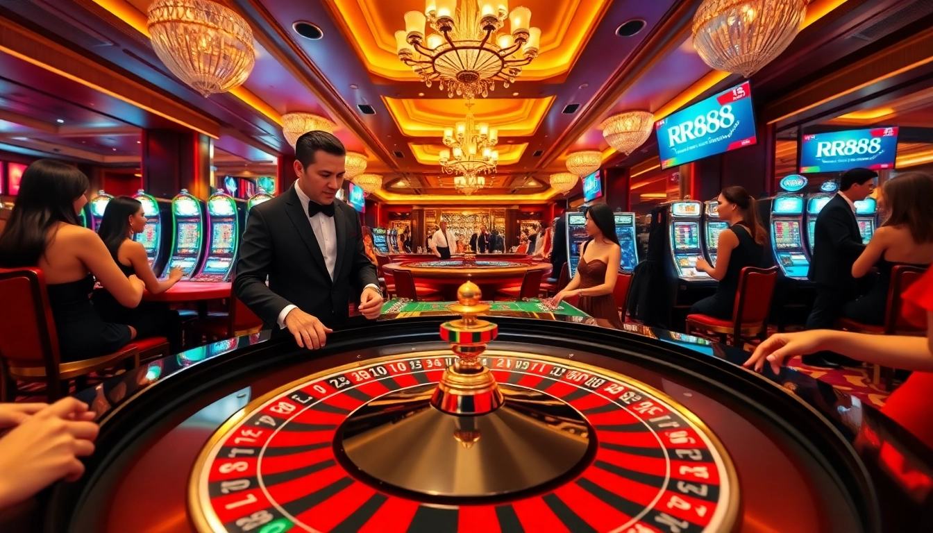 Players enjoying an exciting gambling experience at RR88's luxurious casino.