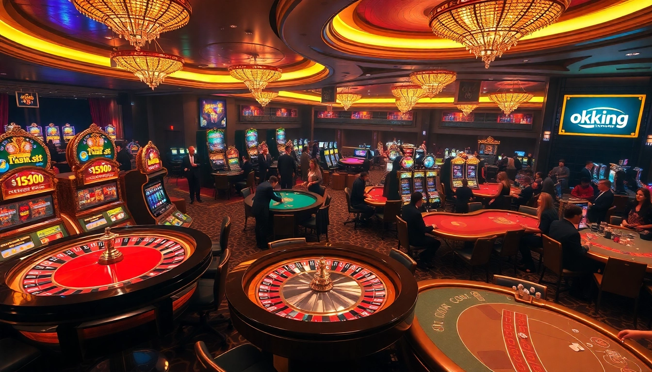 Experience the thrill of casino gaming with okking as players enjoy roulette and poker in a luxurious setting.