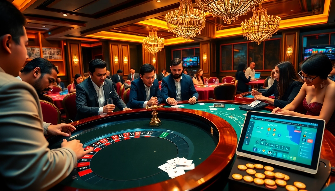Experience the luxury of gambling at http://8kbetsg.com with an exciting roulette table scene.