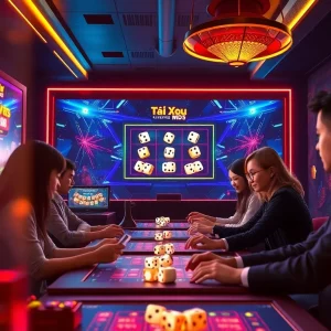 Tài Xỉu MD5 game scene showcasing players enjoying a fair online gambling experience with vibrant graphics.