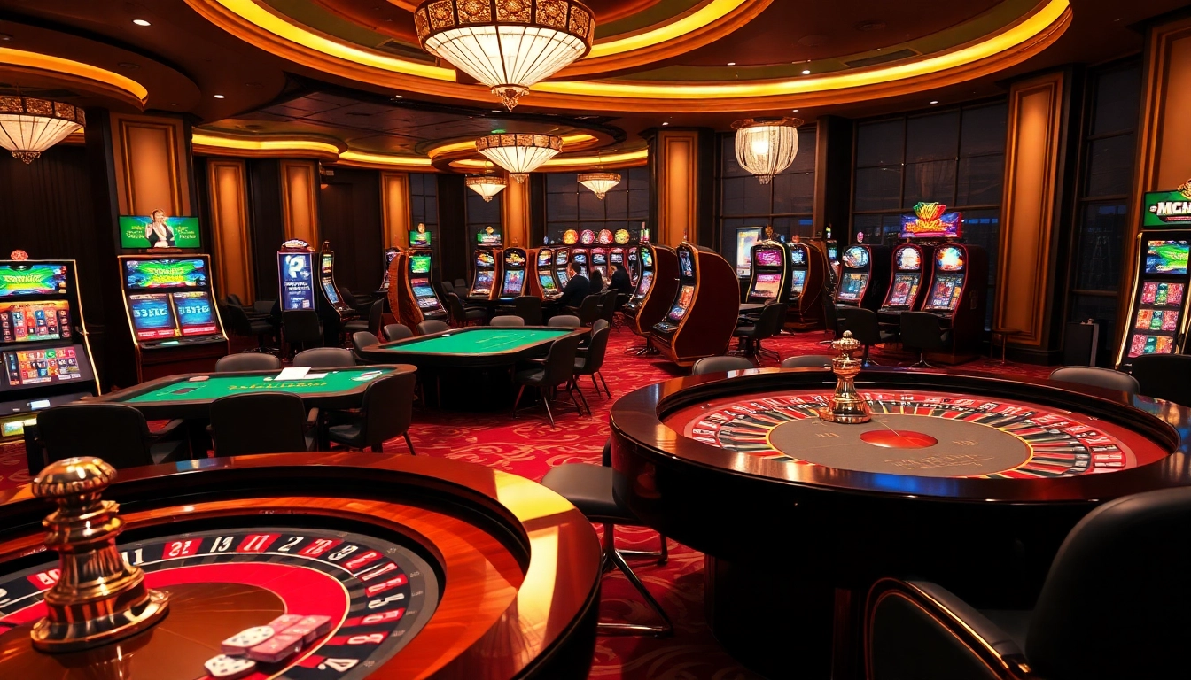 Experience thrilling gameplay at MM88 with vibrant casino tables and slot machines